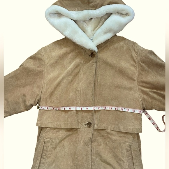 J. Percy for Marvin Richards Tan Leather Fur Lined Drawstring Hooded Coat - Picture 11 of 13